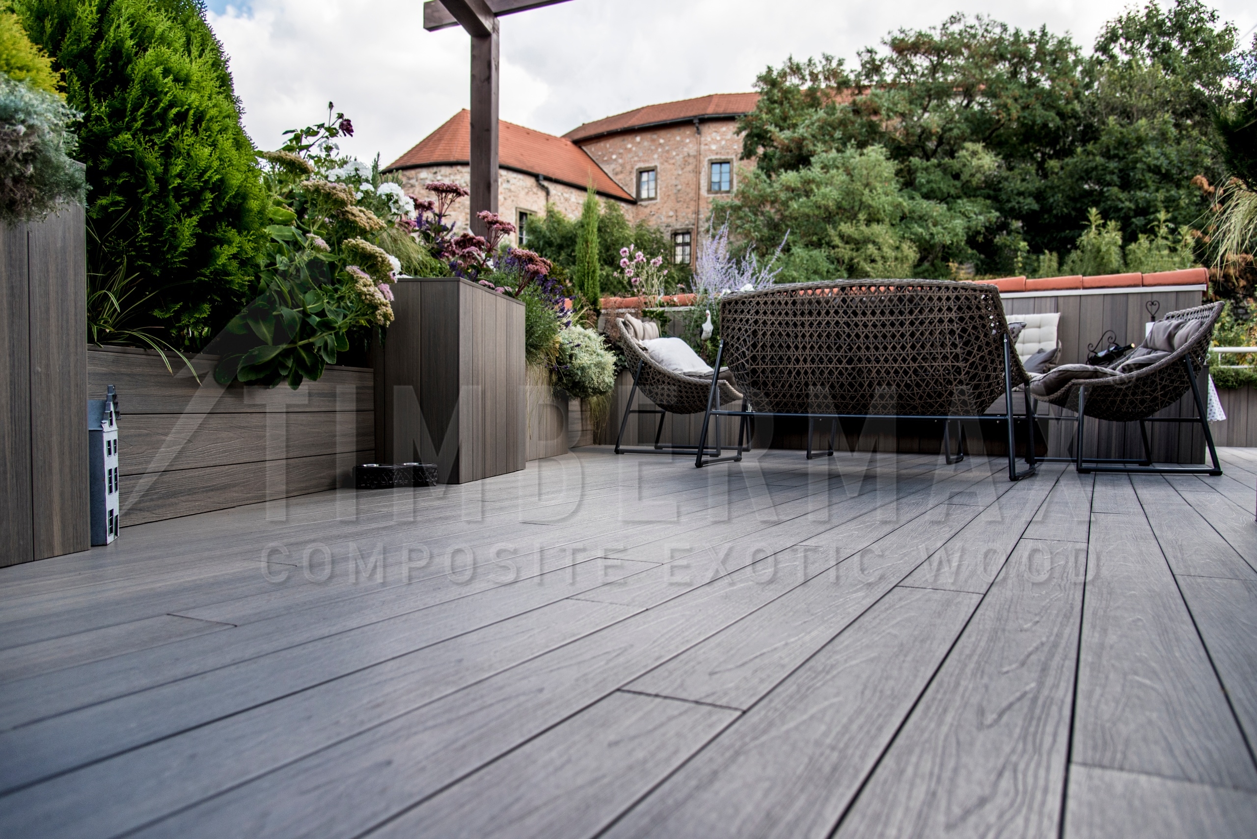 Detail of composite decking boards on a Timbermax WPC terrace