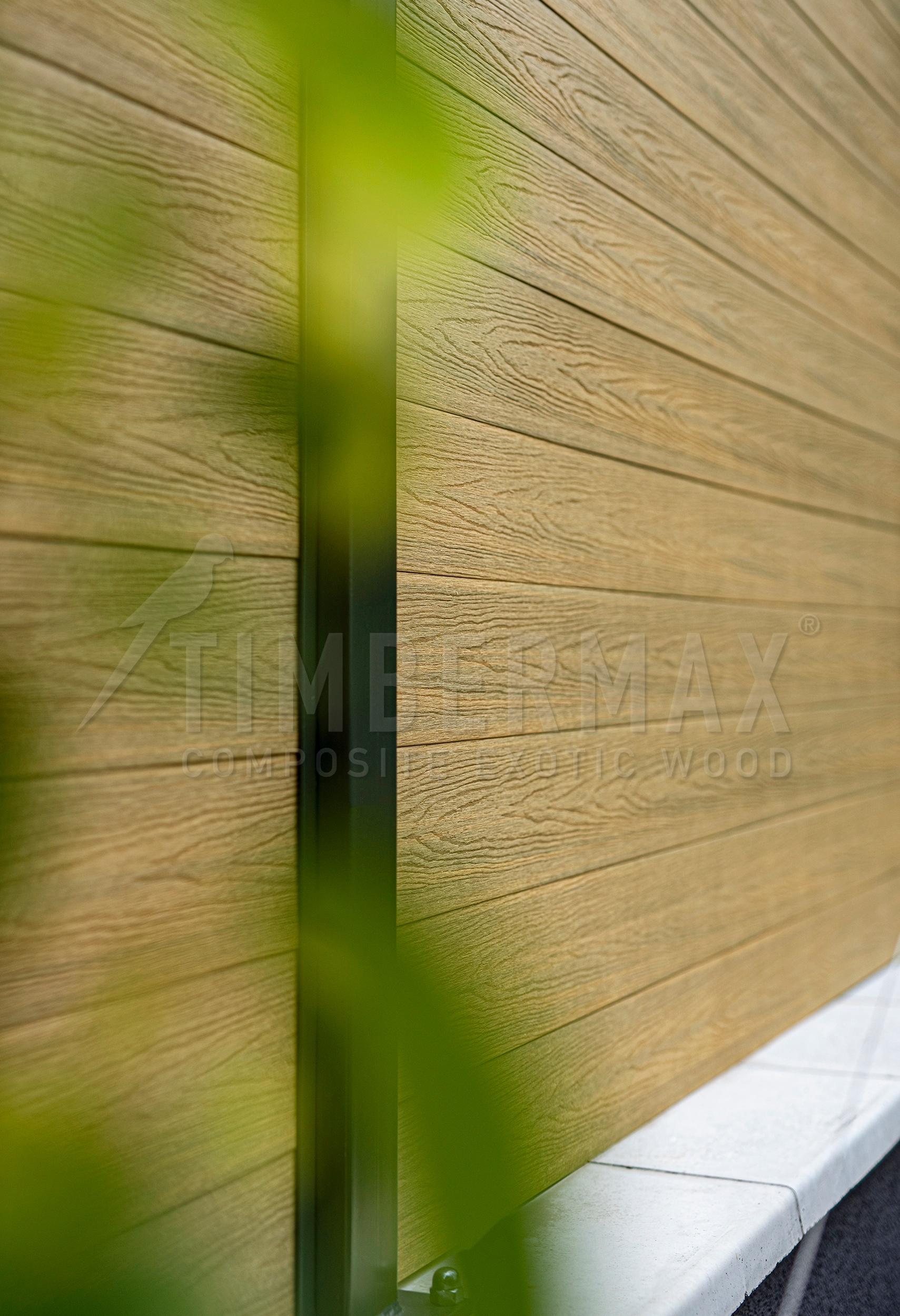 facade cladding wood-look from composite boards on a modern facade