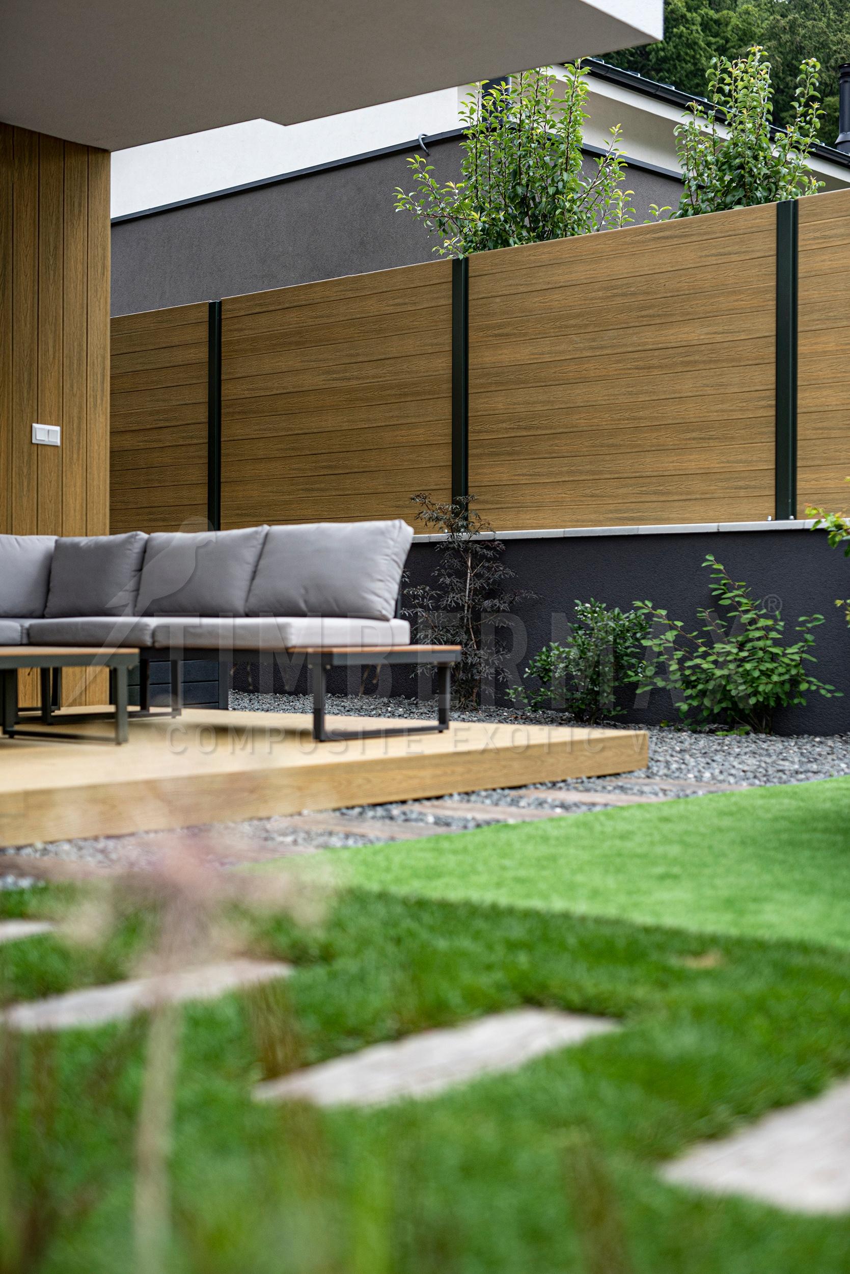 wpc fences and wood-plastic boards for the fence in a modern exterior