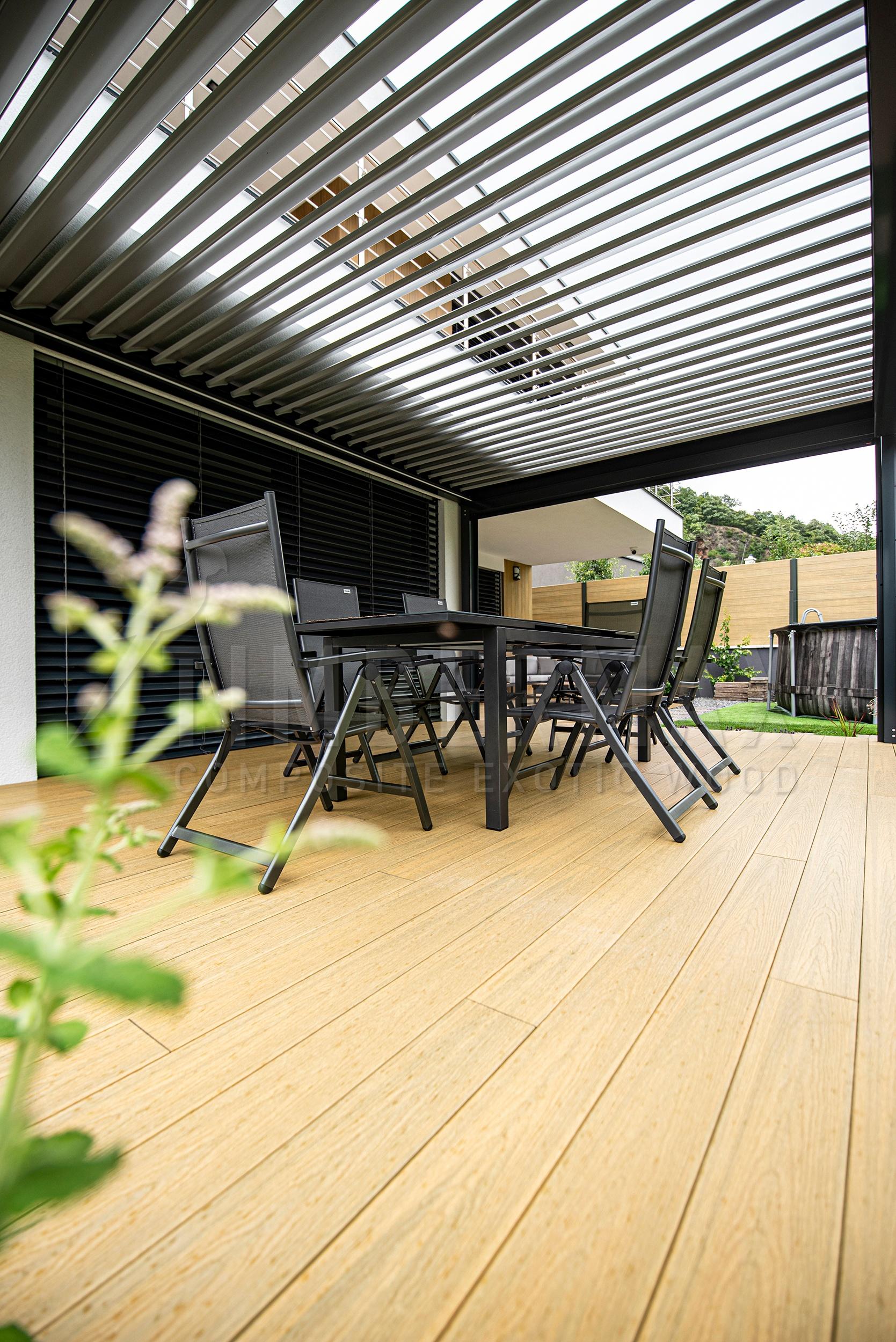 modern terrace with composite decking and outdoor seating