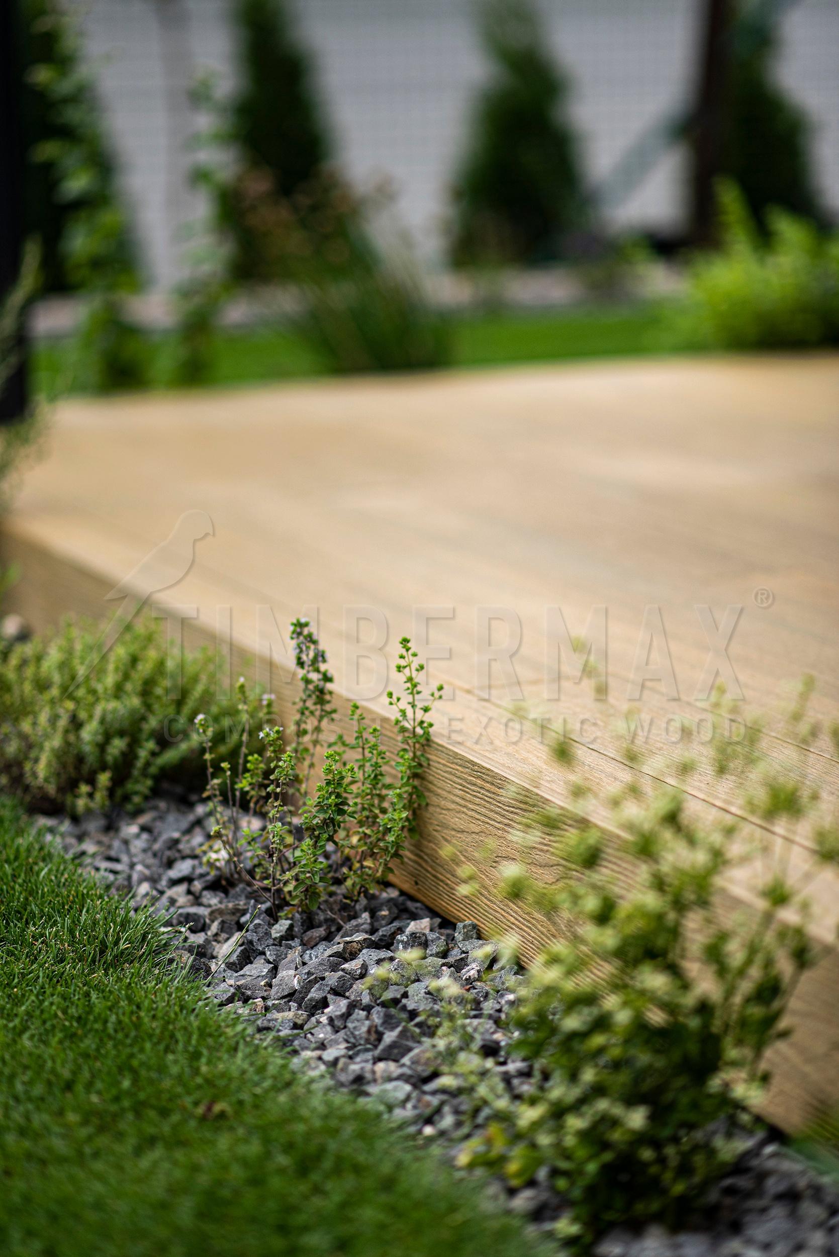 terrace boards made of composite on a modern garden terrace