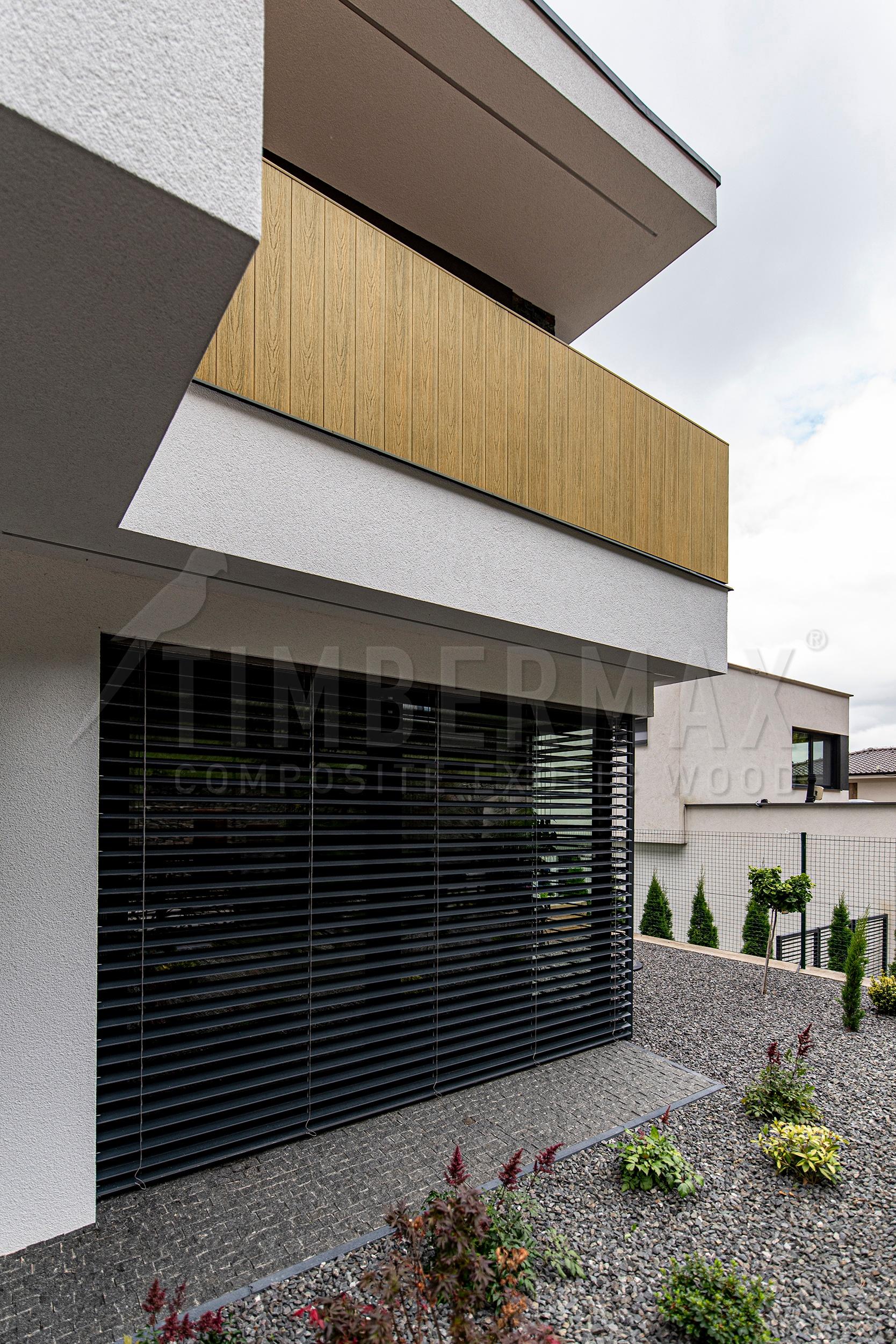 detail of light facade cladding natural wood look on a modern facade