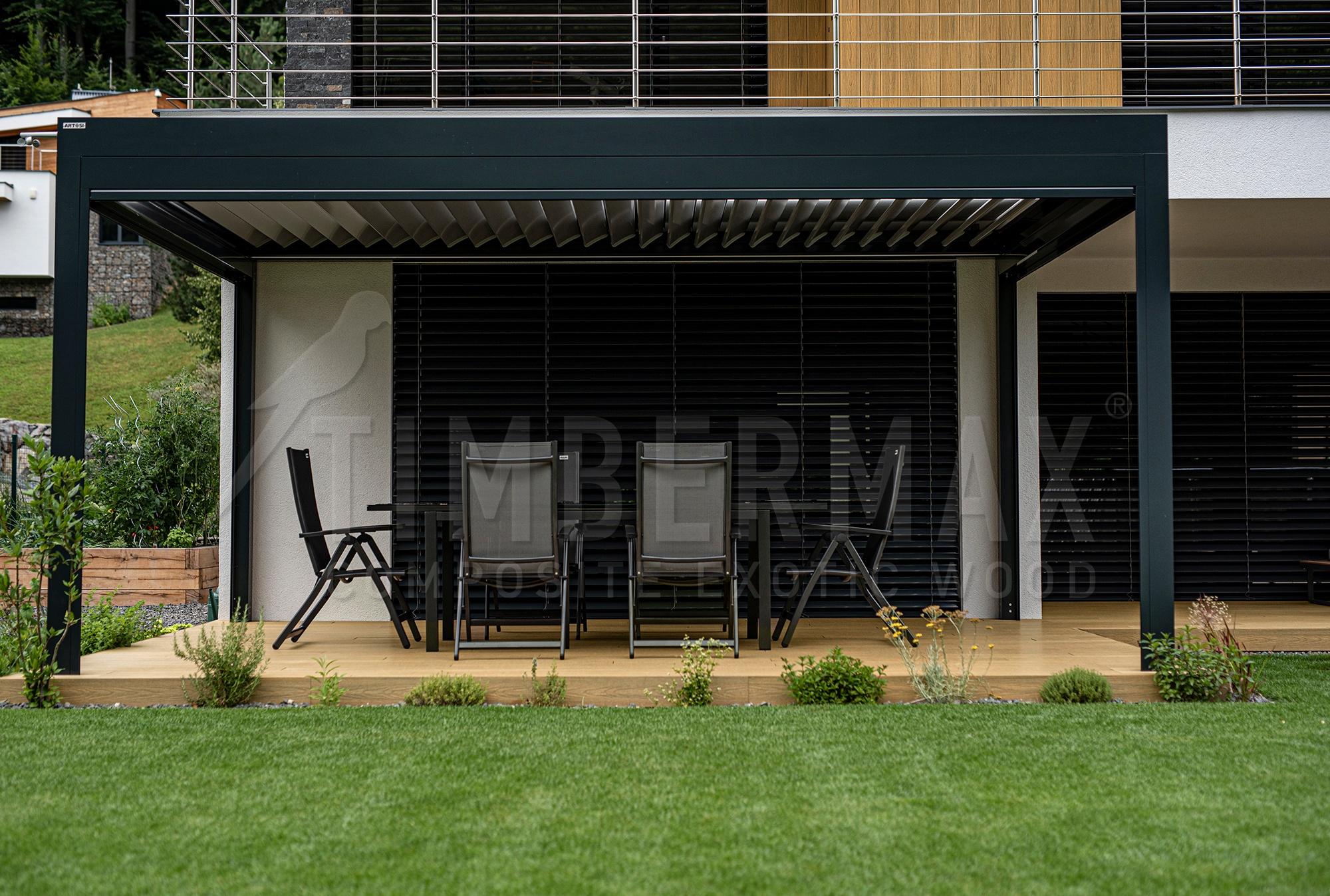 composite decking on a modern covered patio