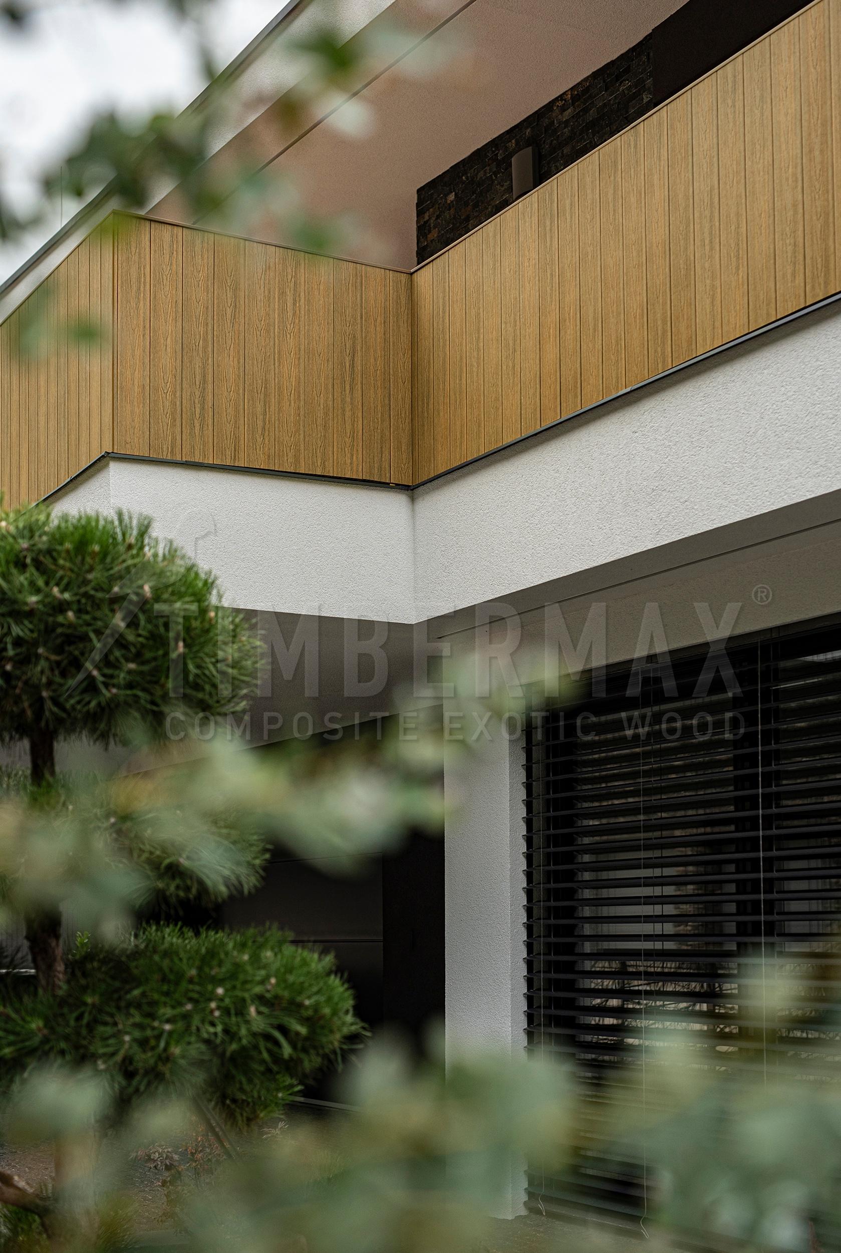 modern ventilated facade with composite facade cladding imitating wood