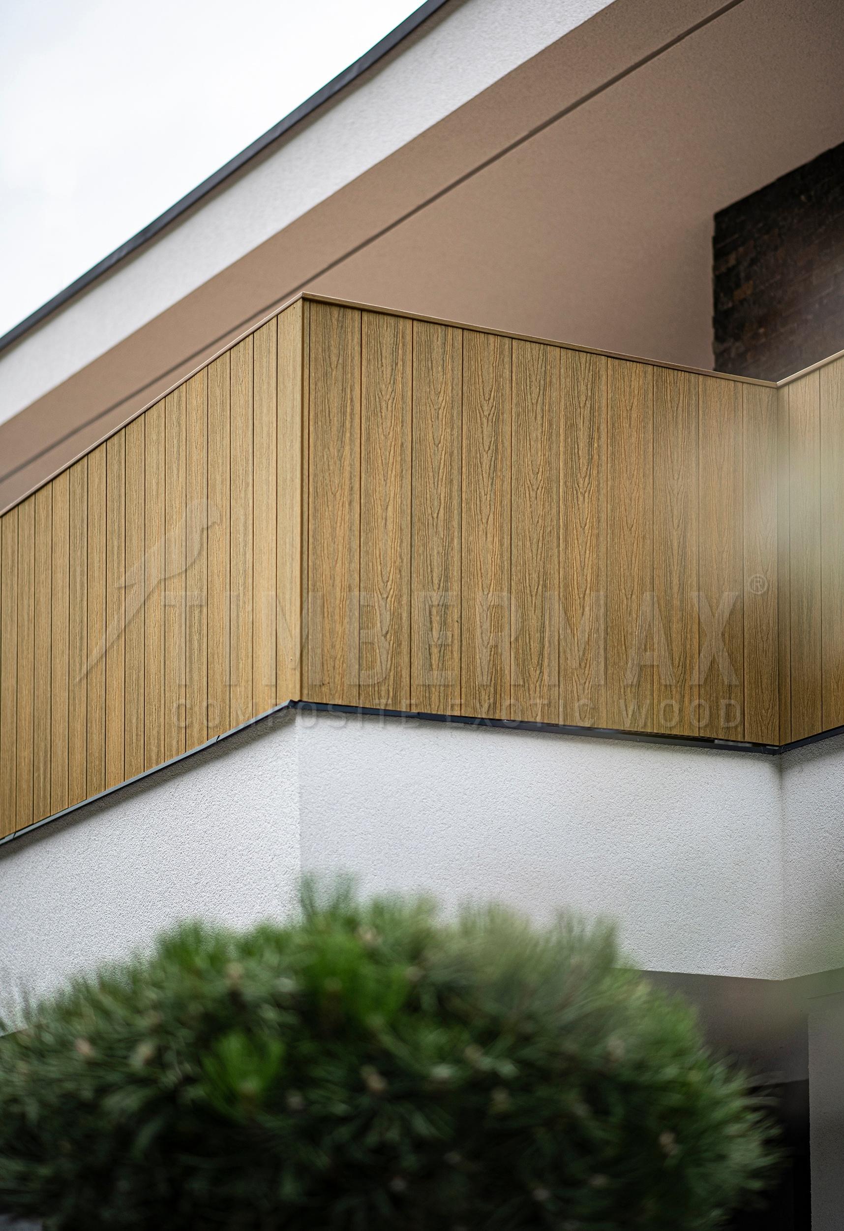 offset facade with composite facade boards on a modern house