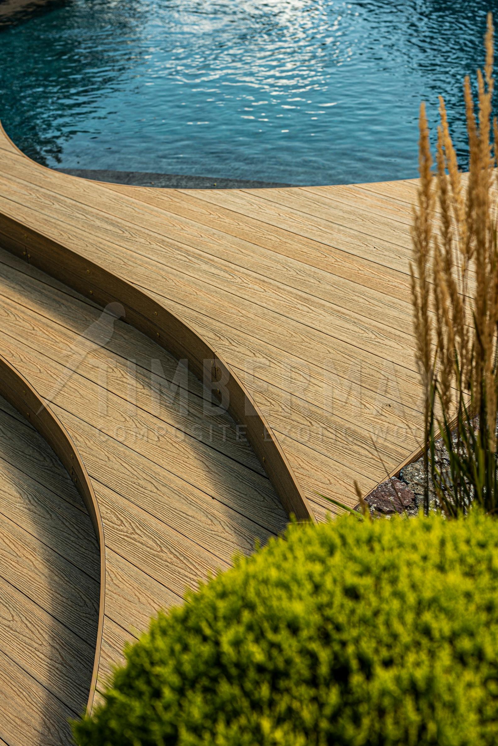detail of composite boards for the terrace and wpc flooring for the terrace by the pool