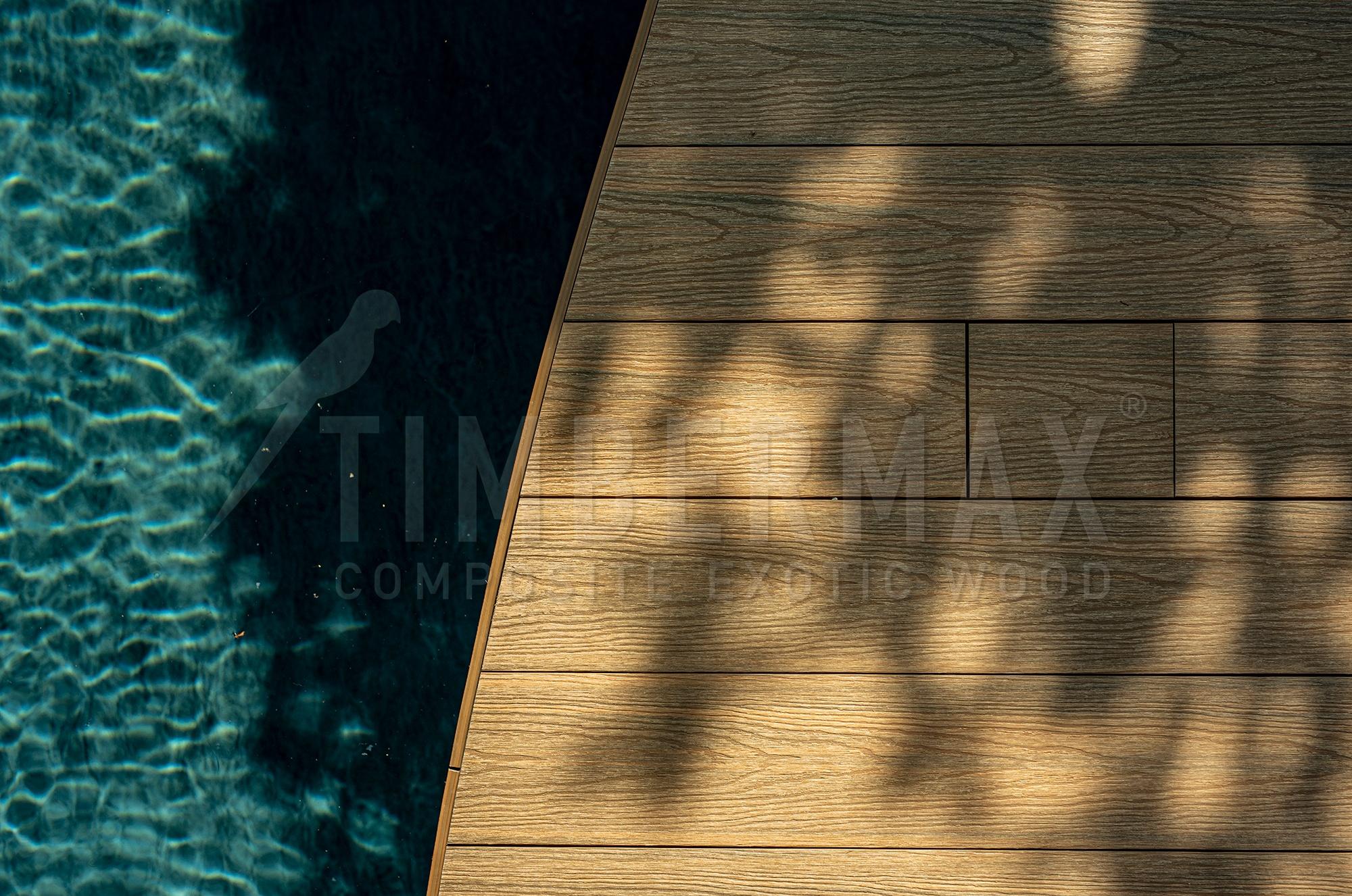 detail of composite boards for the terrace and wpc flooring for the terrace by the pool