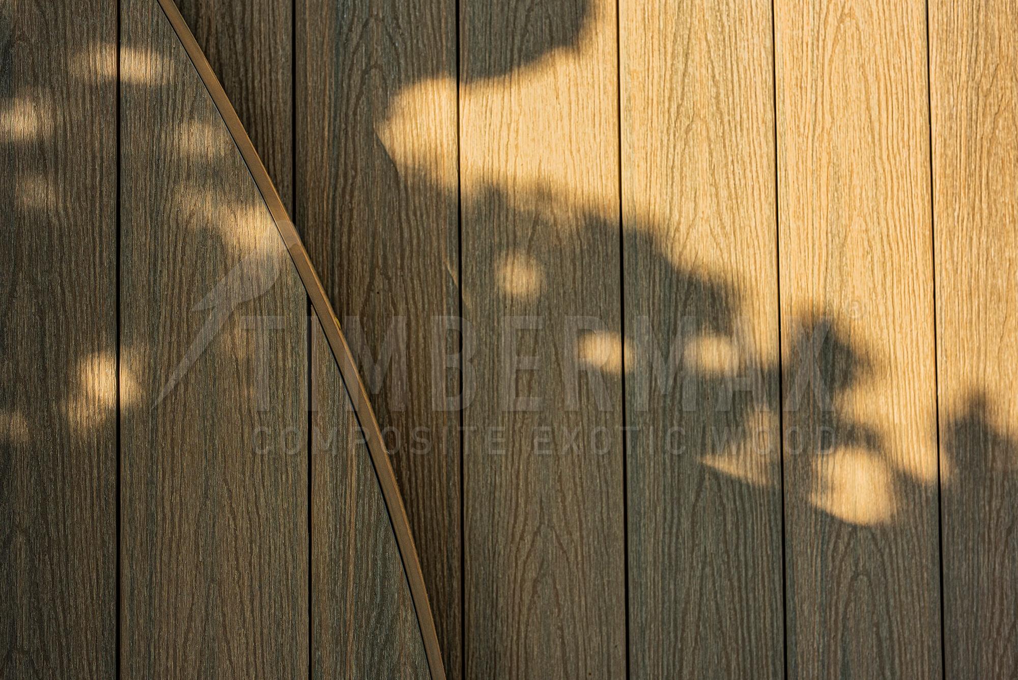 detail of composite terrace boards with wood-look surface