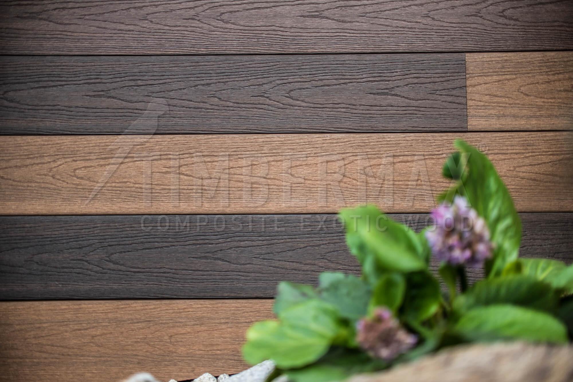 detail of composite facade cladding imitating wood - modern architecture
