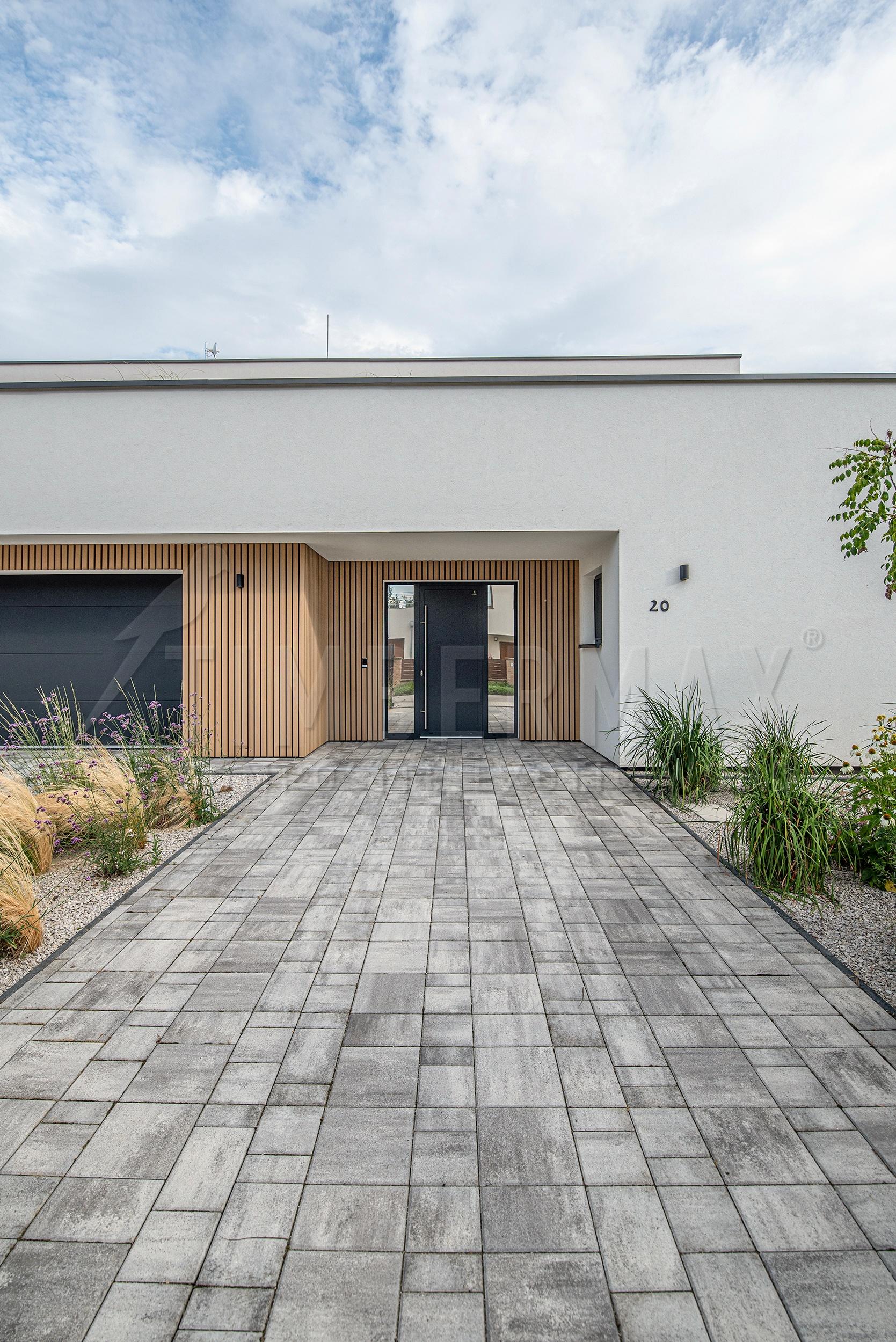 modern architecture of a house with a slatted facade, design facade cladding