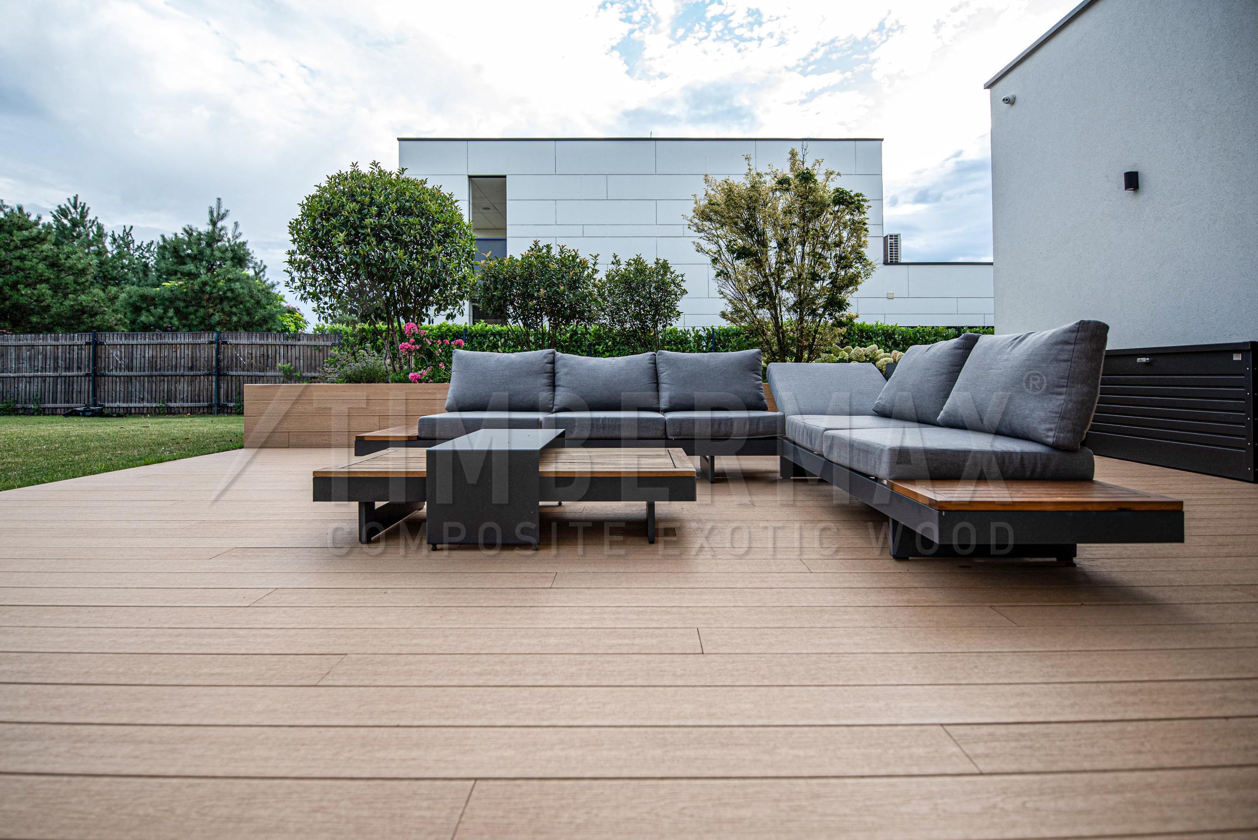 spacious terrace with composite decking and garden seating