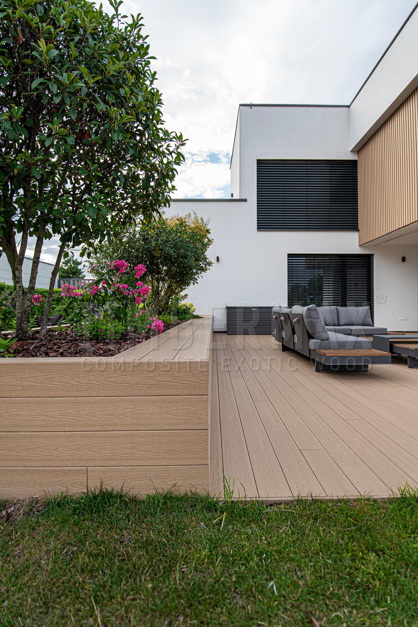 garden terrace with composite terrace boards and relaxation area