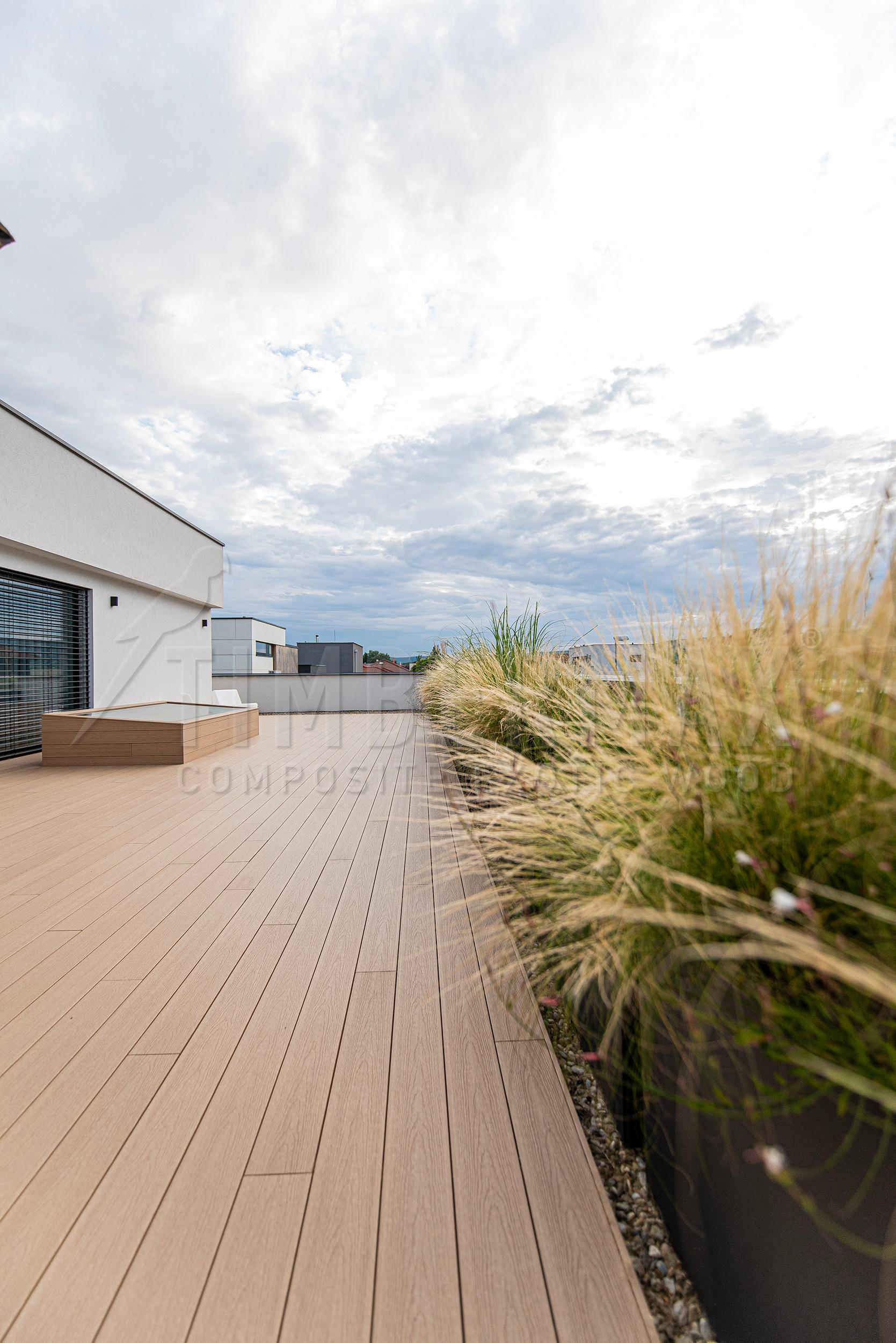 detail of the composite decking boards on the roof terrace