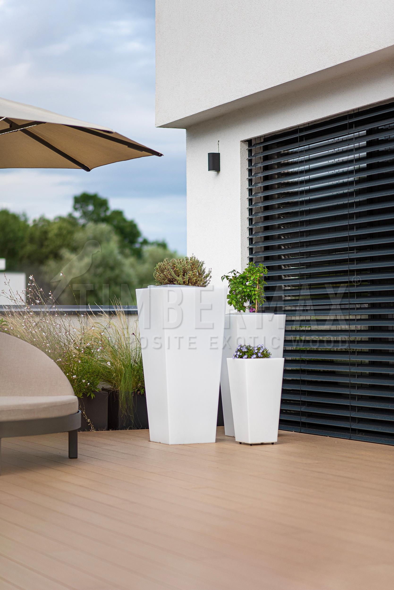 terrace floor made of wpc boards at the family house