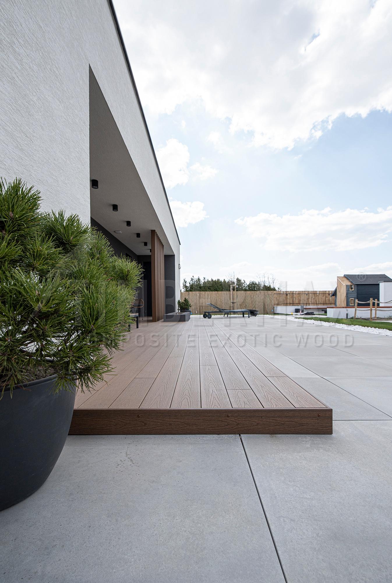 terrace boards made of composite in the modern architecture of the house