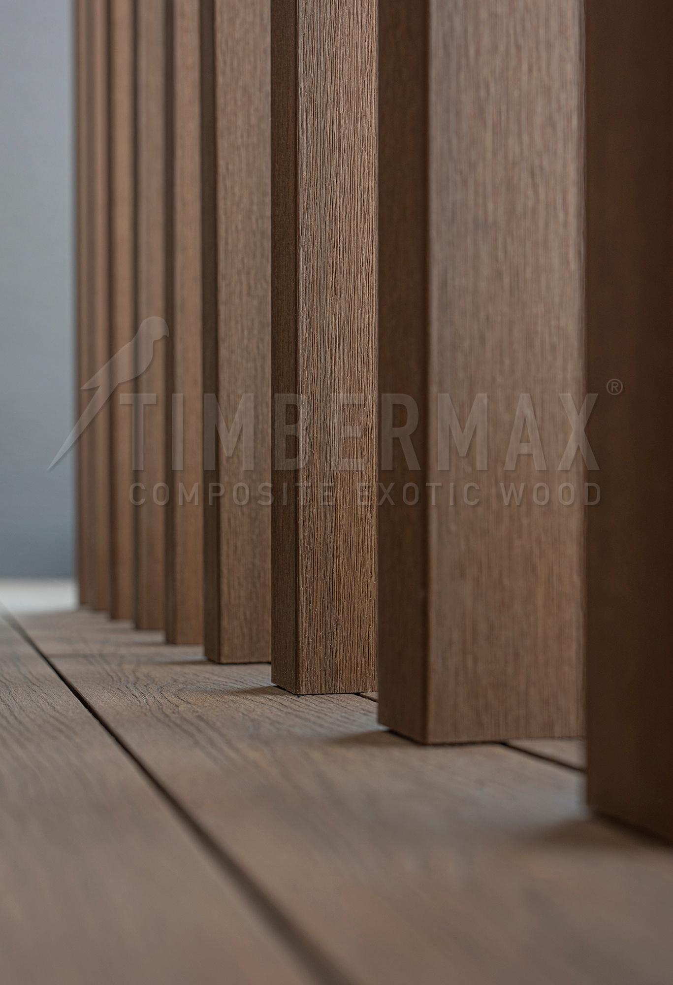 vertical composite louvres on the facade of the house