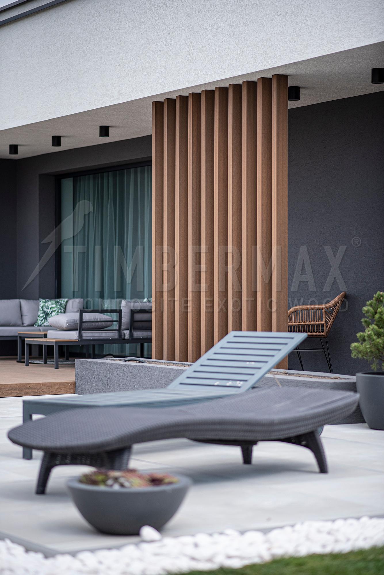 terrace boards made of composite near the pool relaxation area