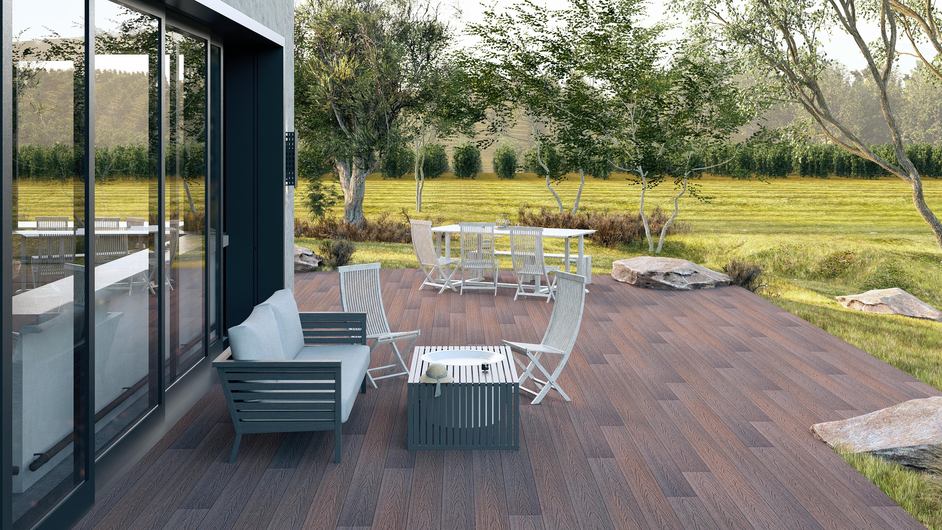 Visualizations of the slabs on the terrace – wenge