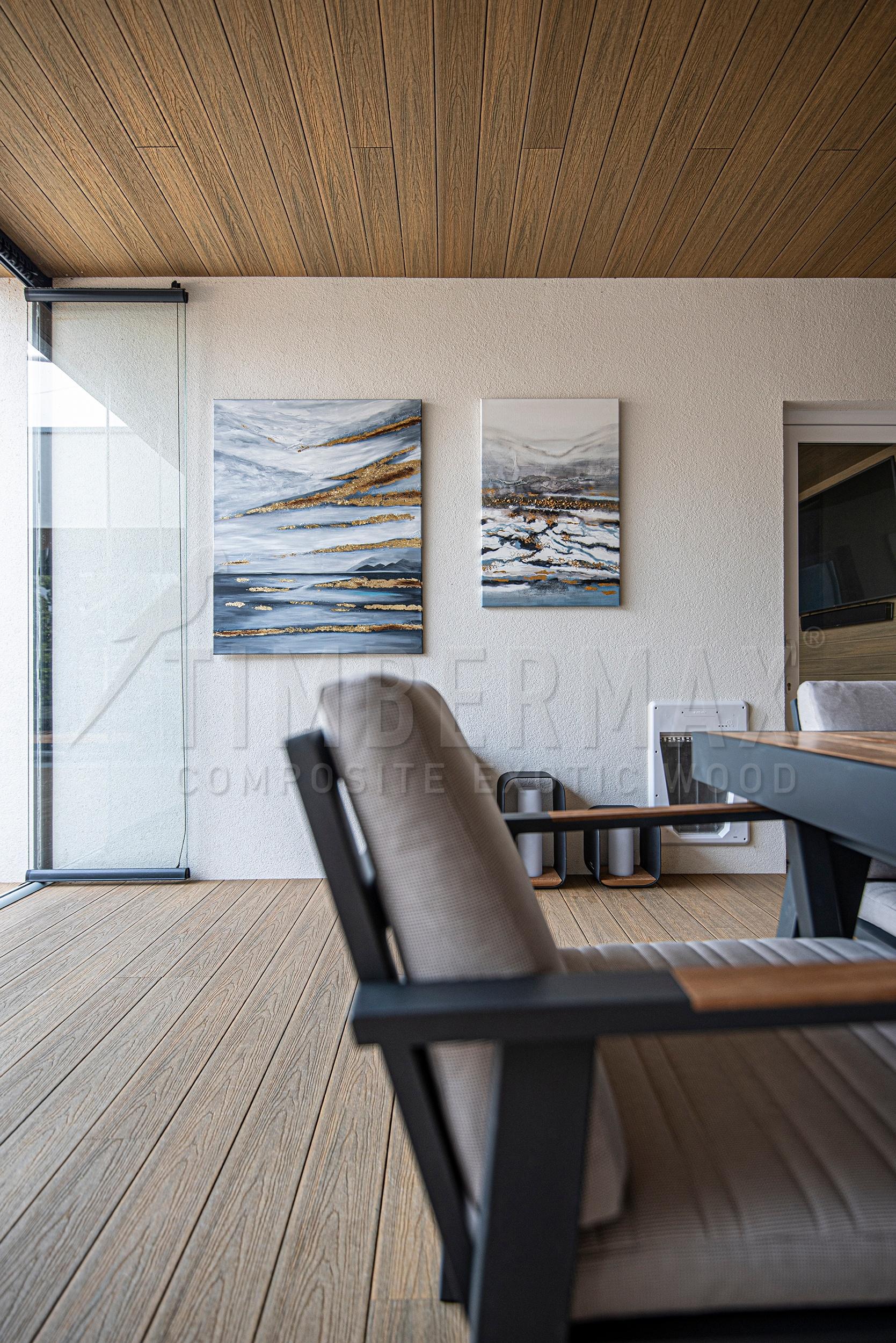 detail wpc desek na terasu na moderní exteriérové podlaze