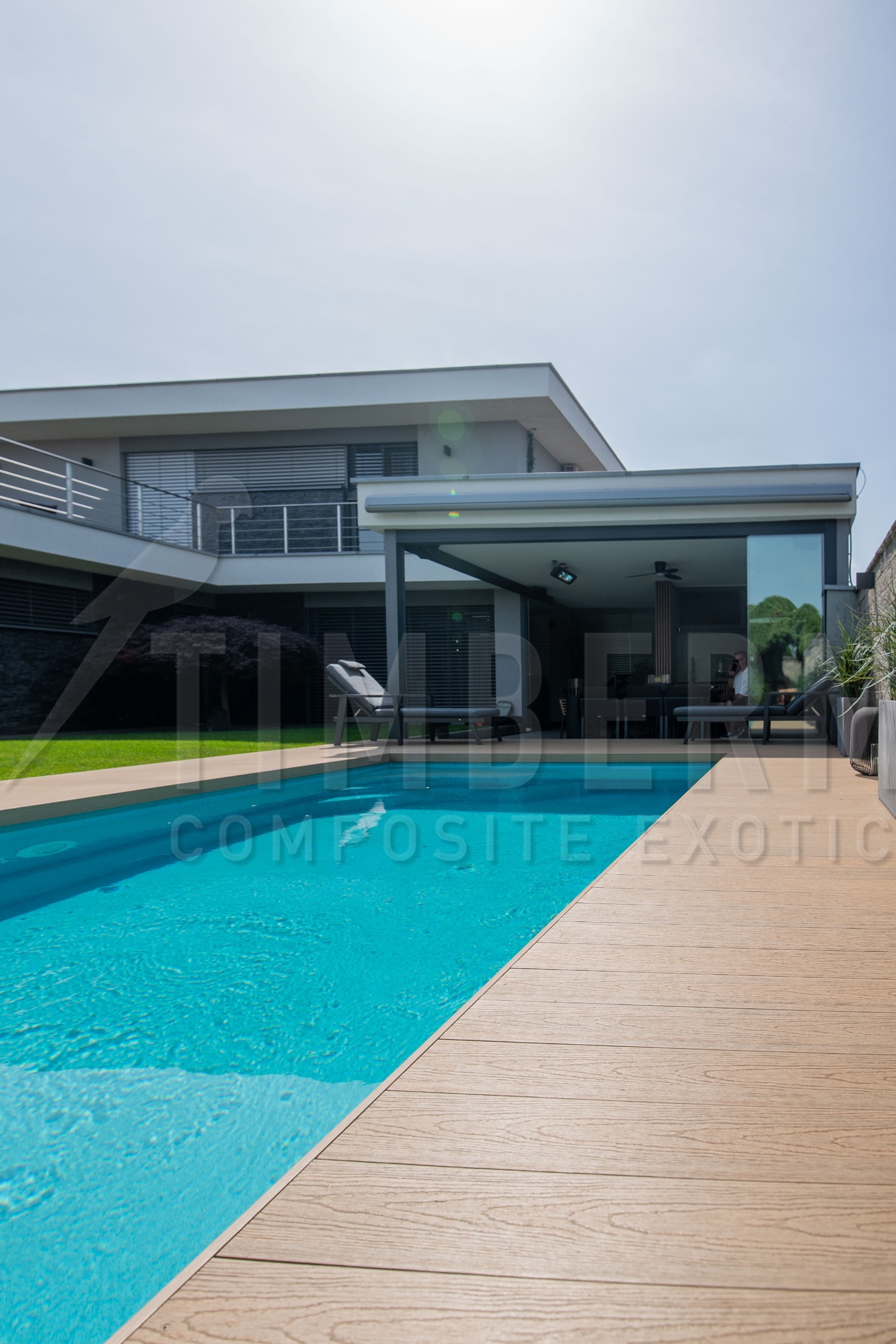 Timbermax composite terrace flooring beside a pool